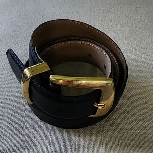 Talbots Leather Belt Women's Size M Black Made in Italy Ibel Buckle #6009
